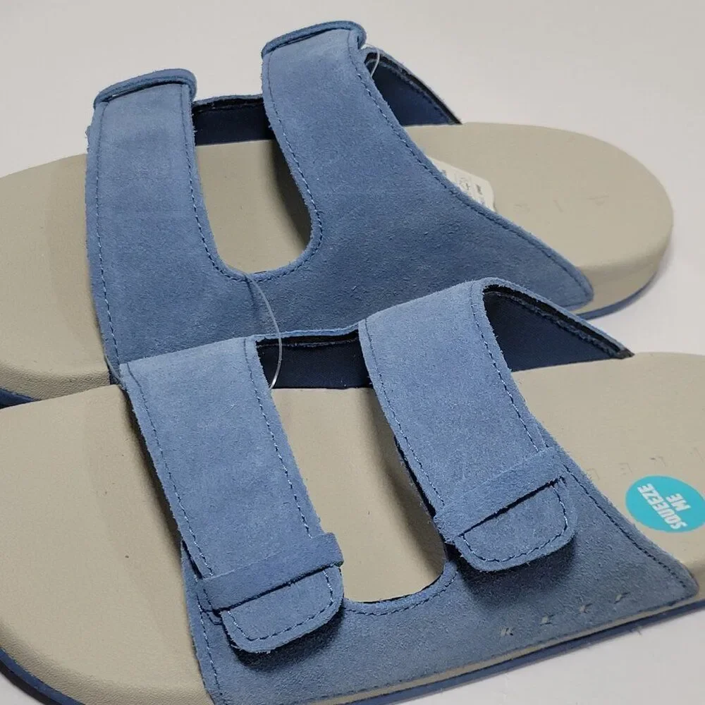 Reef Kids Ojai Slide Sandals Big Kid Size 6 Suede Leather Upper Dusk Blue Unisex
